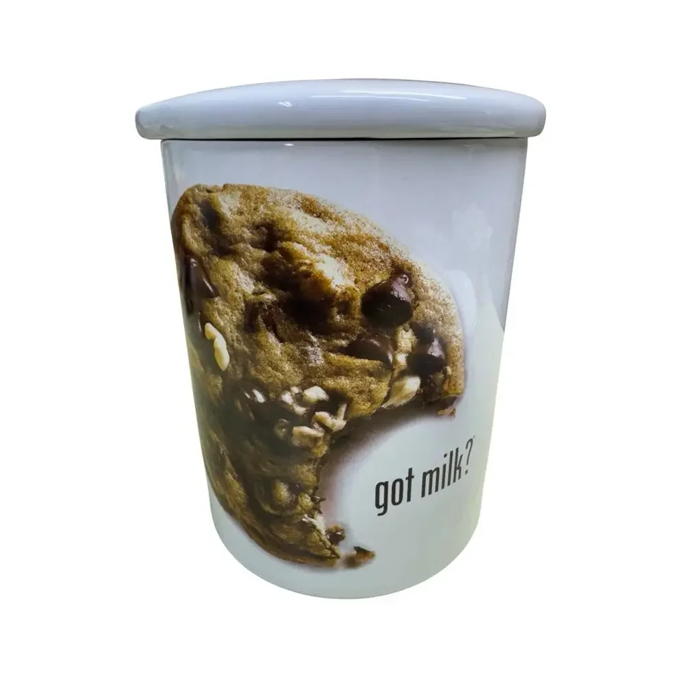 Vintage 1999 Y2K At Home International Got Milk Ceramic White Cookie Jar